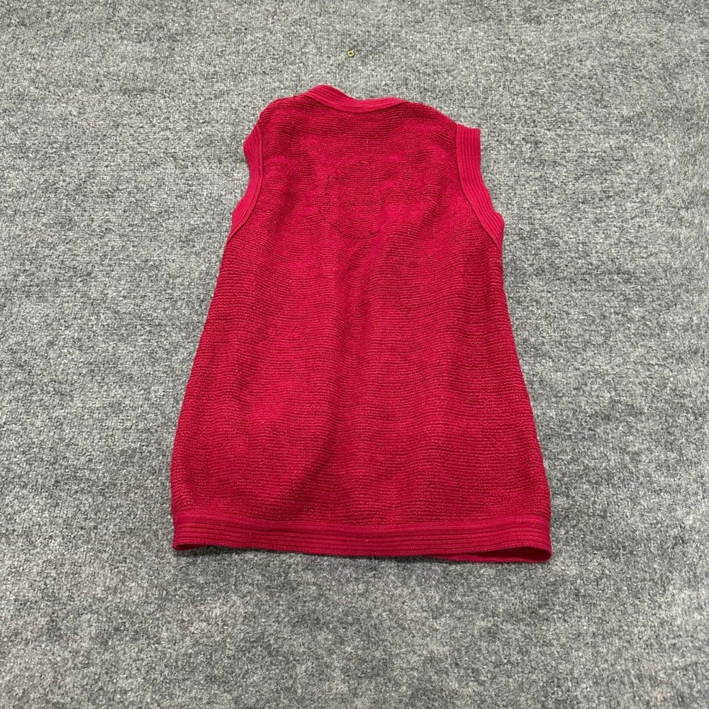Fire Islander Vest Womens Size L Red Open Front Knit Sleeveless Pockets USA Made